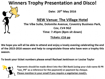 Coventry Dinner Dance & Annual Presentation 2016